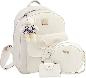 K.E.J. Cute Mini Backpack Bowknot Leather Purse for Women