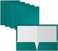 2 Pocket Glossy Teal Paper Folders 25-Pack - Durable Presentation