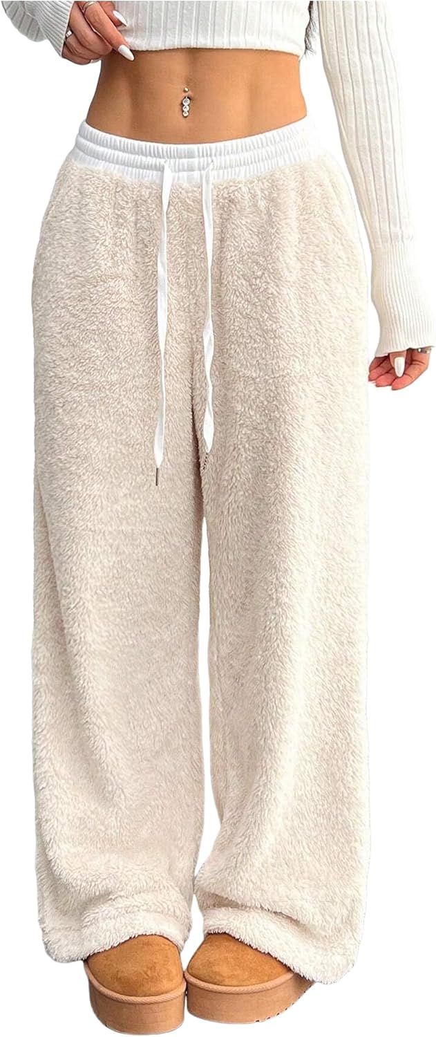 ZAFUL Women's Fuzzy Plush Pajama Pants for Cozy Comfort