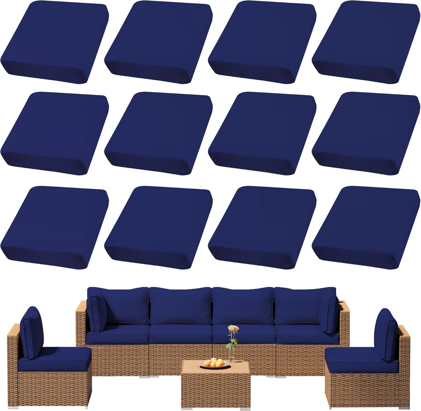 12Pcs Outdoor Cushion Covers Waterproof for Stylish Patio Use