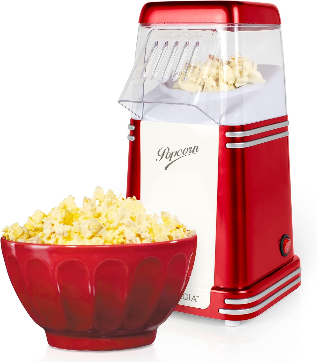 Nostalgia Electric Popcorn Maker, Oil-Free & Healthy, 8 Cups, Retro Red