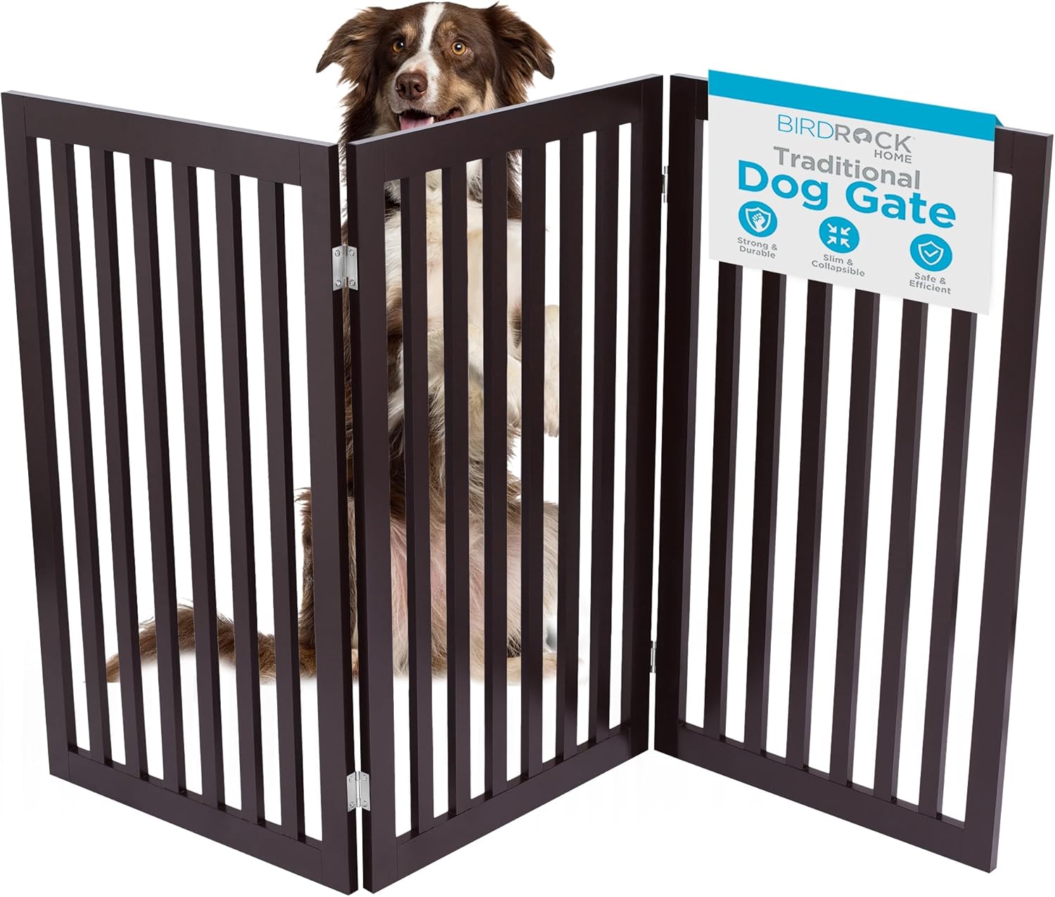 Freestanding Wooden Dog Gate for Indoor Use - 3 Panel Design