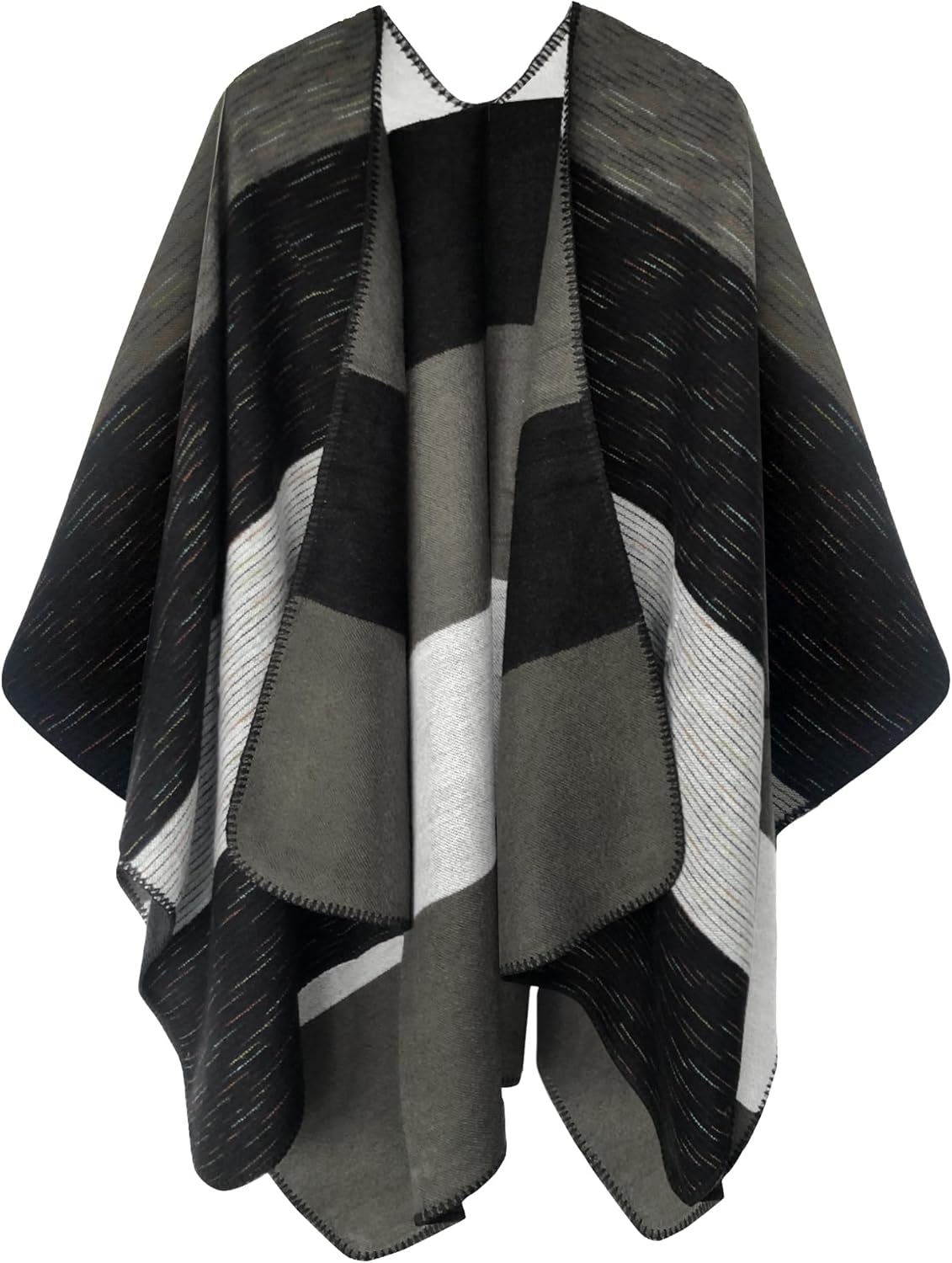 Urban CoCo Women's Color Block Shawl Wrap for Cozy Winter Style