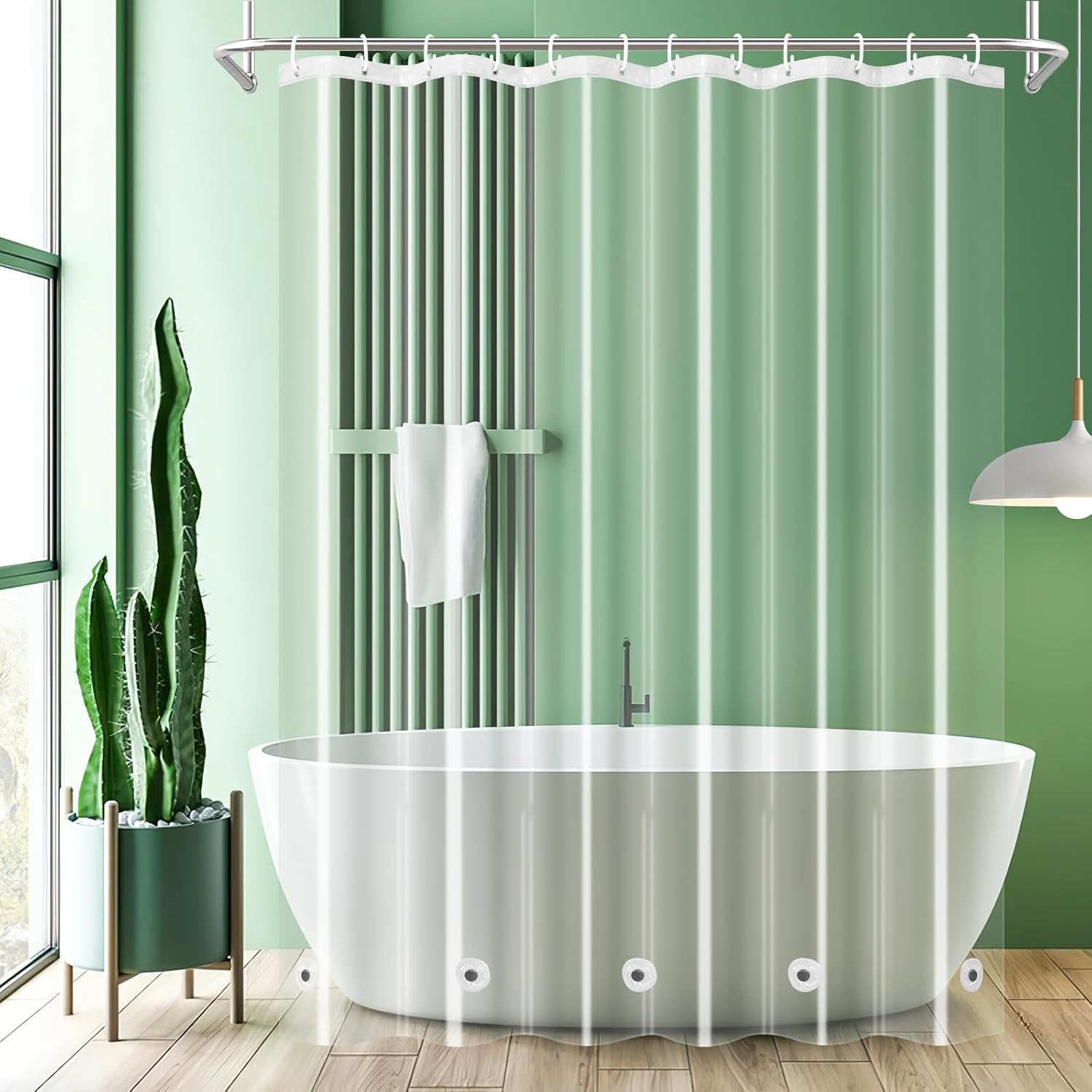 UFRIDAY 72x75 inch Clear PEVA Shower Curtain