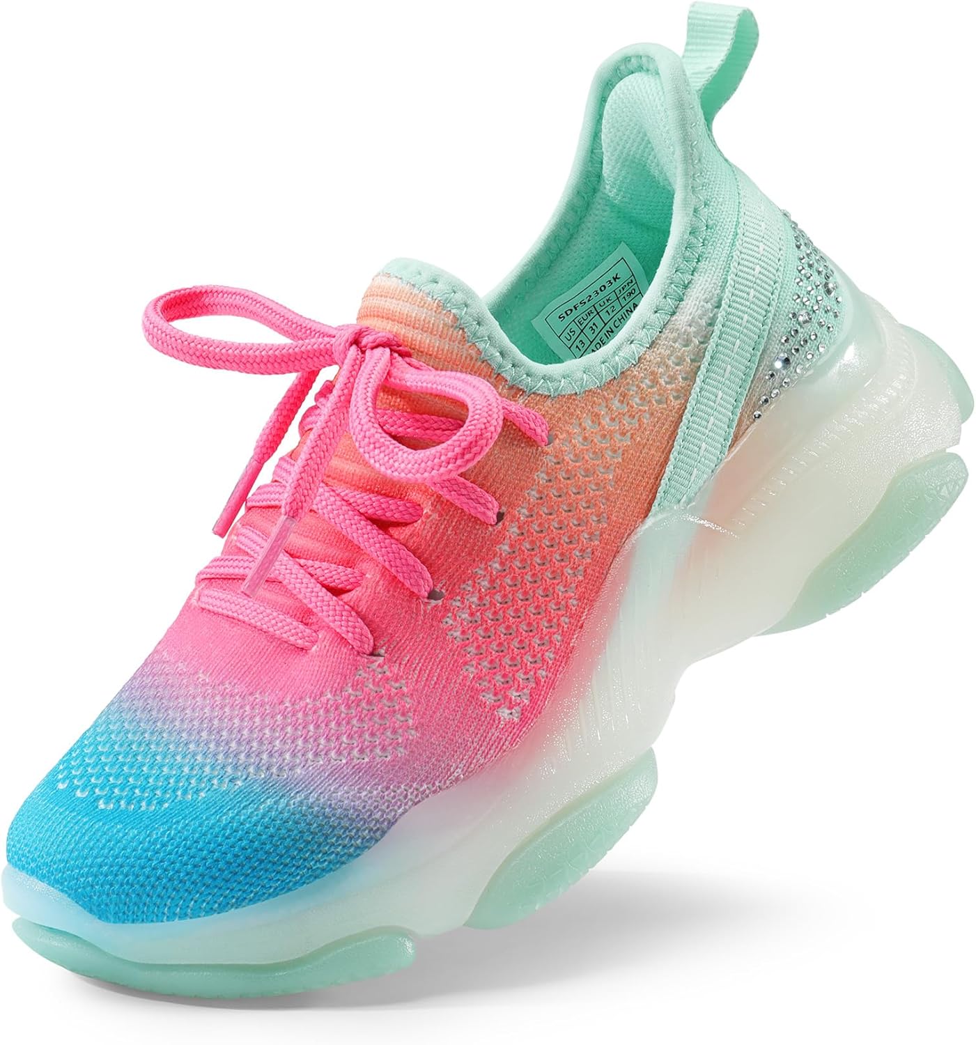 DREAM PAIRS Girls Slip-On Sneakers with Sparkle Pop Design
