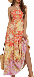 Halter Neck Backless Floral Maxi Dress - Flowy Summer Staple