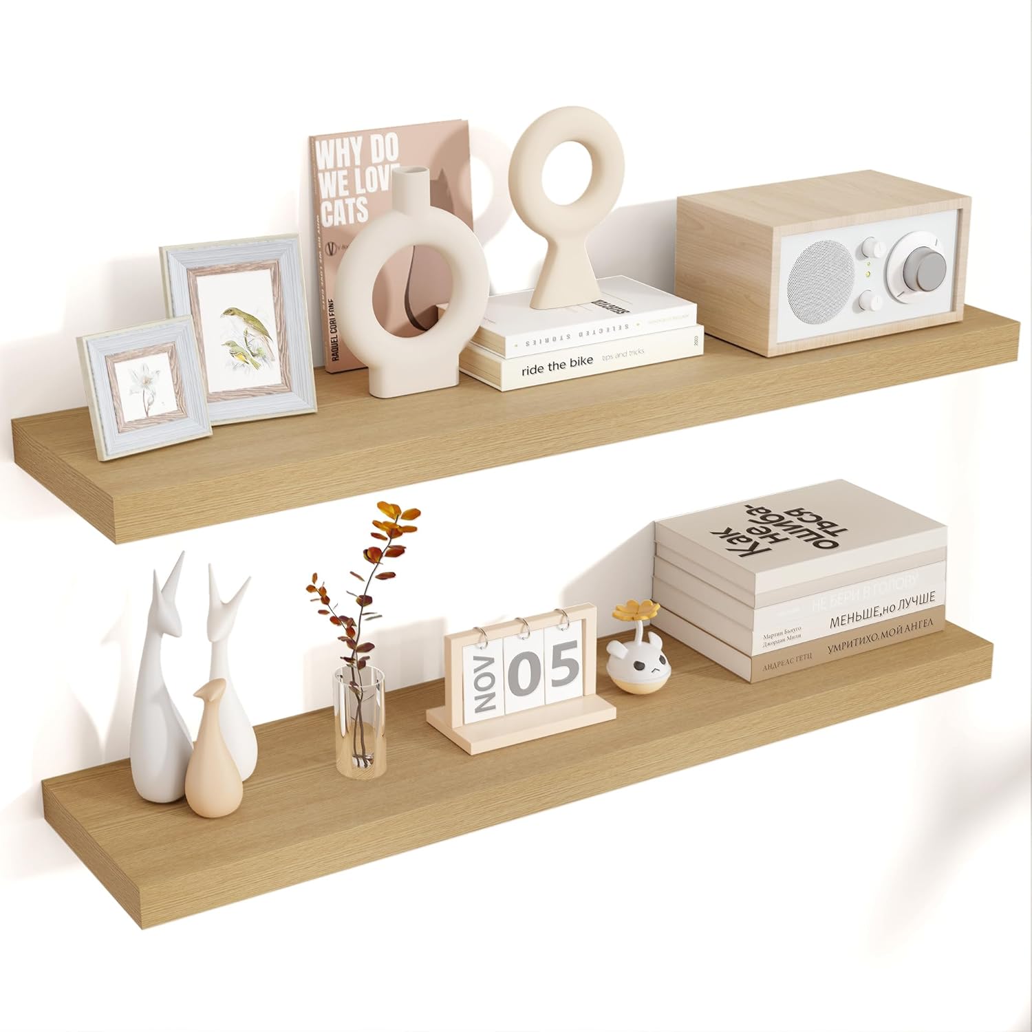 Floating Shelves for Wall - Stylish Oak Storage Solution
