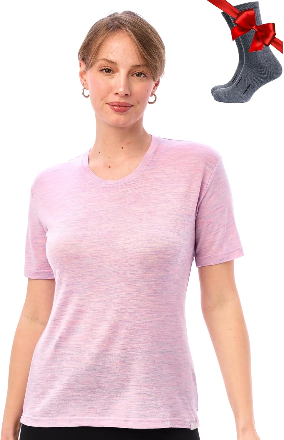 Merino Wool T Shirt Women - Soft Moisture-Wicking Tee & Socks
