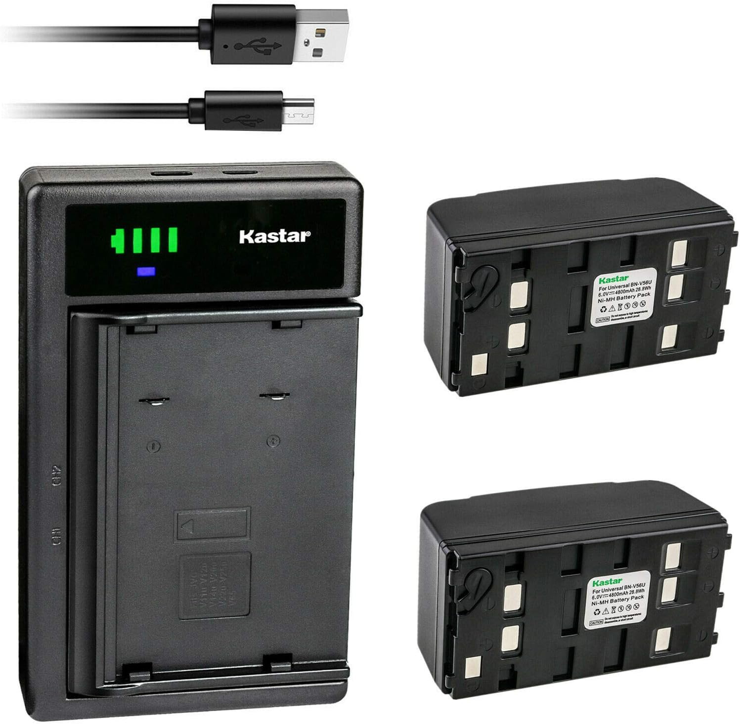 Kastar 2-Pack Battery and Smart USB Charger for RCA Camcorders
