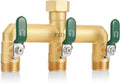 EBH Garden Hose Splitter 3-Way High Flow Brass Manifold - Heavy Duty