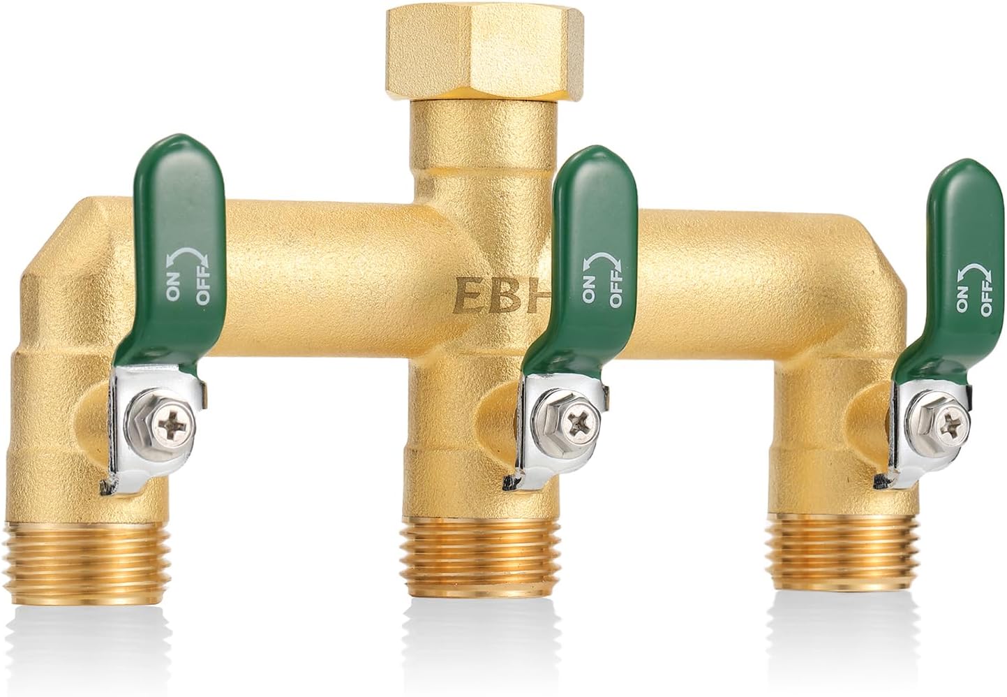 EBH Garden Hose Splitter - 3-Way Heavy Duty Brass Manifold