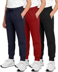 Comfortable Cotton Fleece Jogger Sweatpants for Boys in 3 Pack