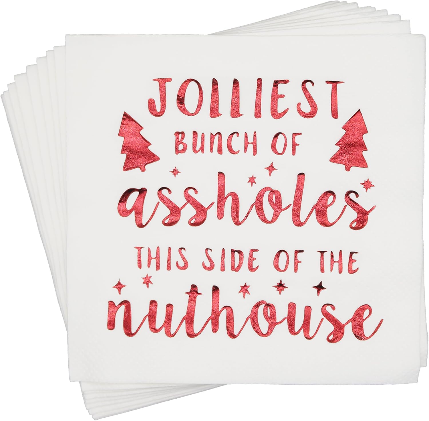 Christmas Vacation Party Napkins, Festive Red Foil - 50 Pack