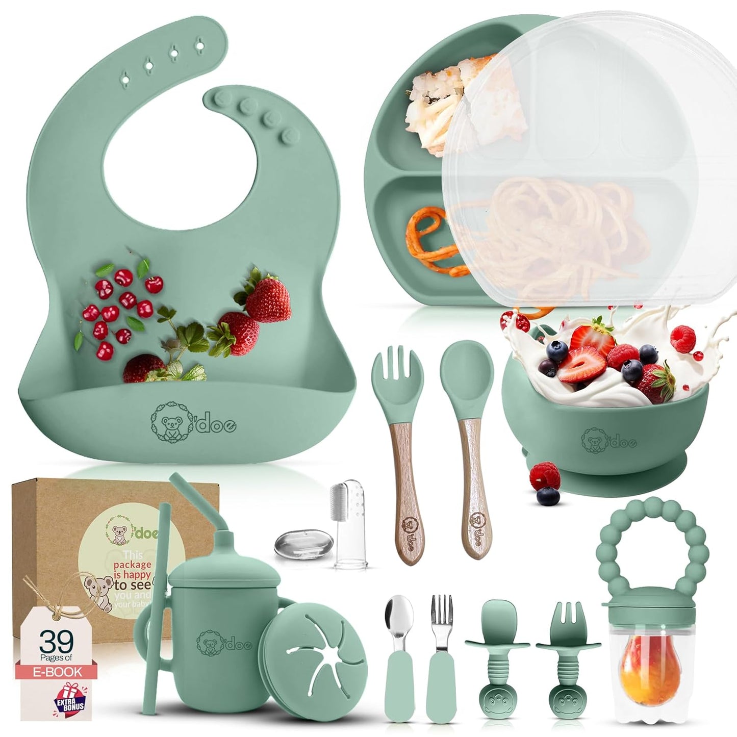 O'doe 17-Piece BPA-Free Silicone Baby Feeding Set for Easy Meals