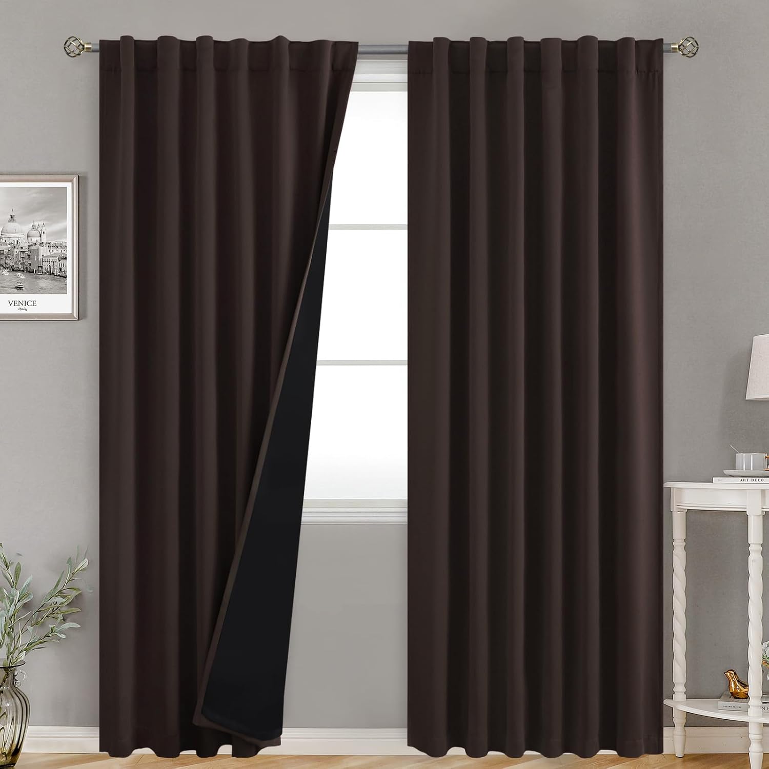 BGment Brown 100% Blackout Curtains for Bedroom and Living Room