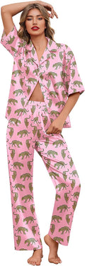 Silk Satin Pajamas Set Women Short Sleeve Button Down - Soft