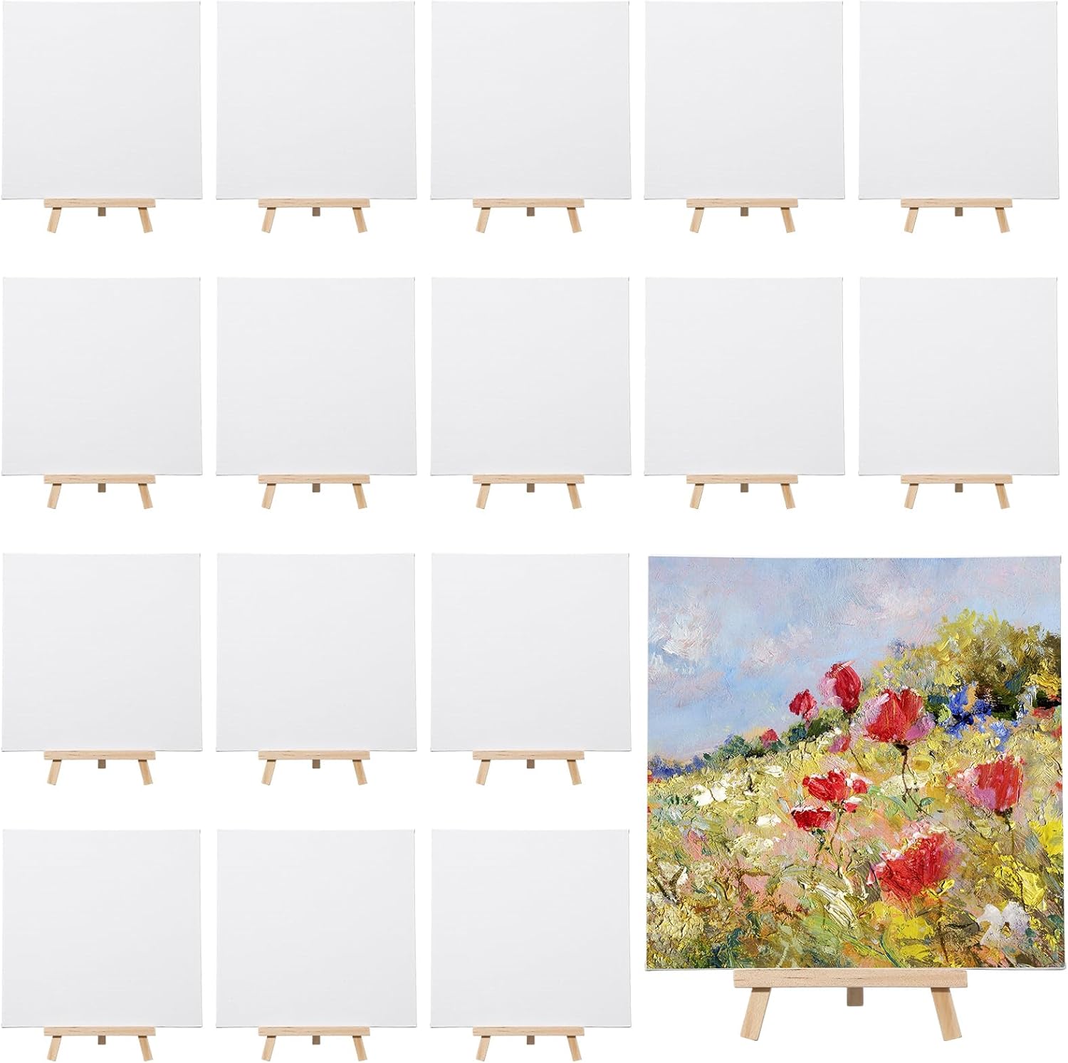 36 Pcs Mini Canvas and Easel Set for Creative Painting Fun