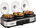 Sunvivi Slow Cooker Triple Buffet Server - 4.5 QT Total