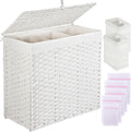 Greenstell Laundry Hamper with Lid - 125L Large 2/3 Section Divider