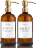 Vine Creations Amber Glass Soap Dispenser Set - Durable 2 Pack