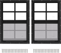 2 Pack 14in x 21in Black Shed Windows with Tempered Glass