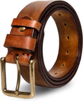 Full Grain Leather Mens Work Belt - Heavy Duty, Deep Brown
