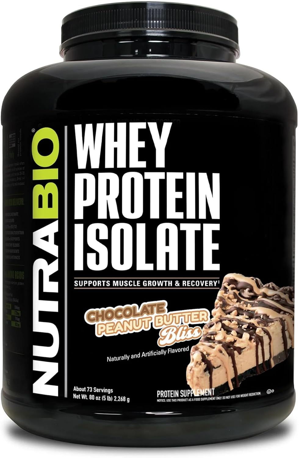 NutraBio 100% Whey Protein Isolate Powder for Muscle Recovery