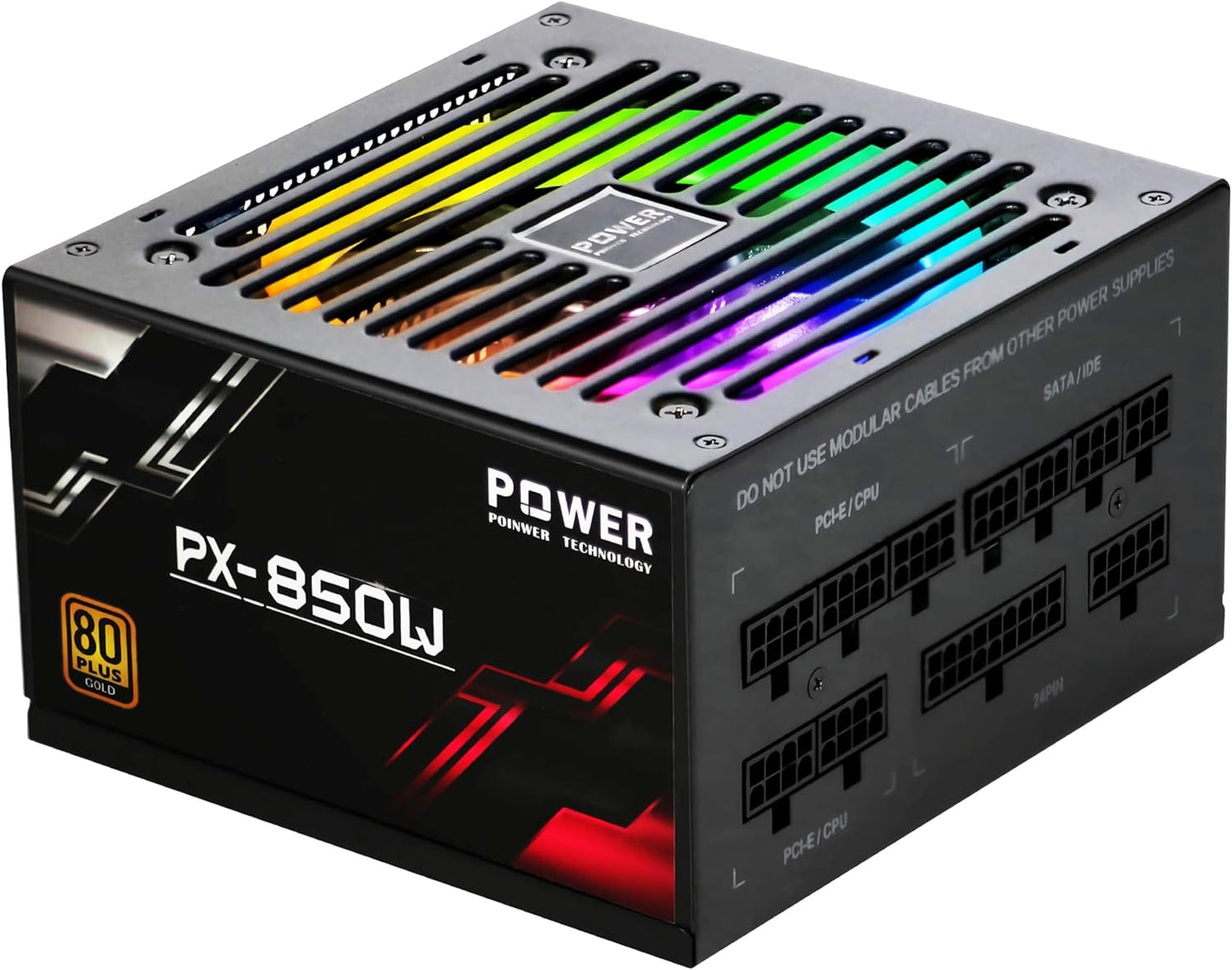 850 Watt Power Supply with RGB Fan for Gaming Systems