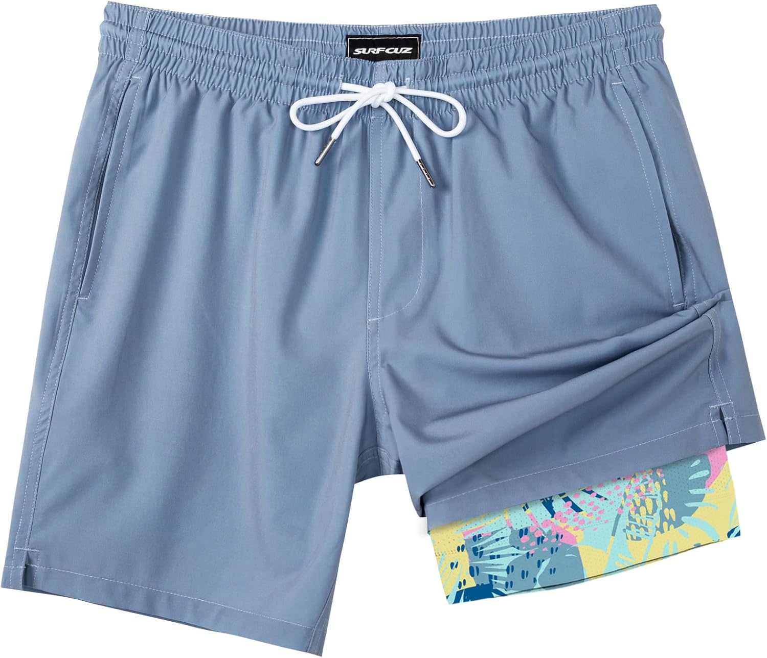 SURF CUZ Mens Swim Trunks with Compression Liner for Comfort