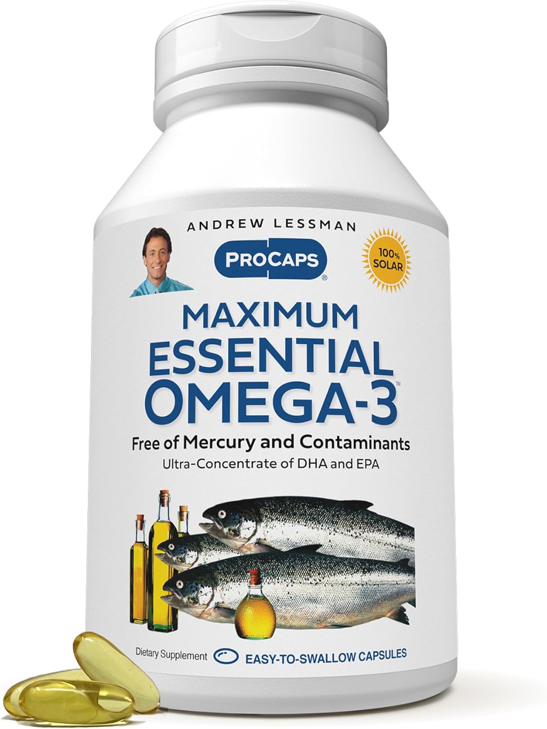 Maximum Essential Omega-3 Fish Oil Softgels for Health