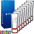 Personalized Shot Glasses Set of 8 with Elegant Red Bottom