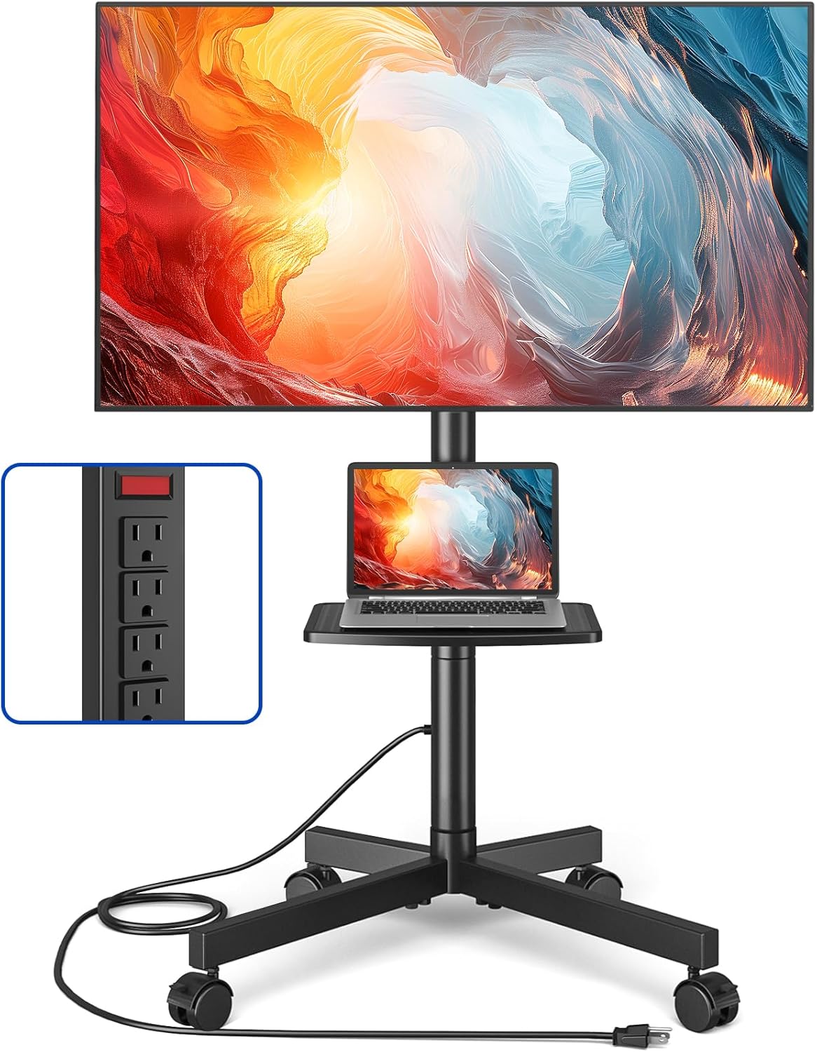 Rolling TV Stand with Power Outlet for 23-60 Inch TVs