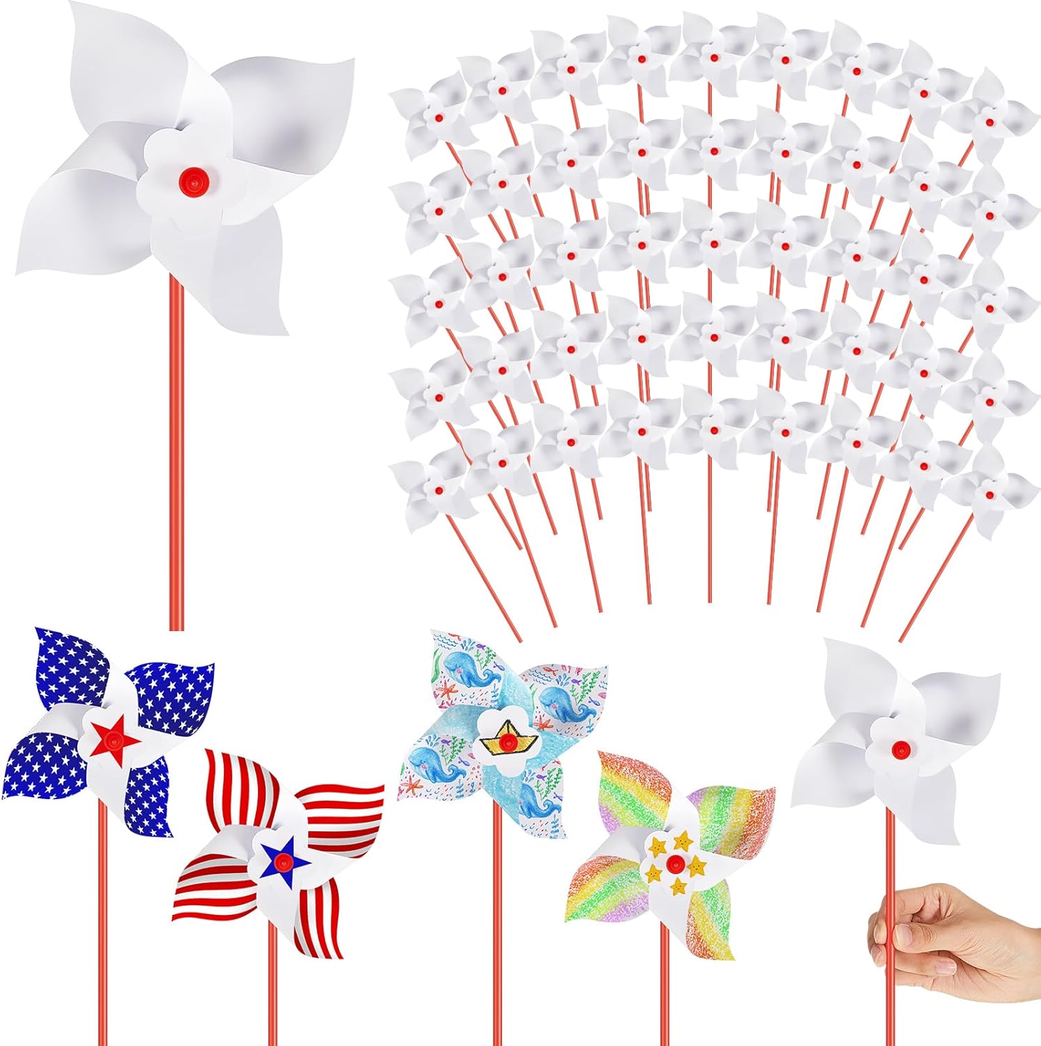 300 Pcs DIY Blank Pinwheels for Kids Craft Projects Fun Activities