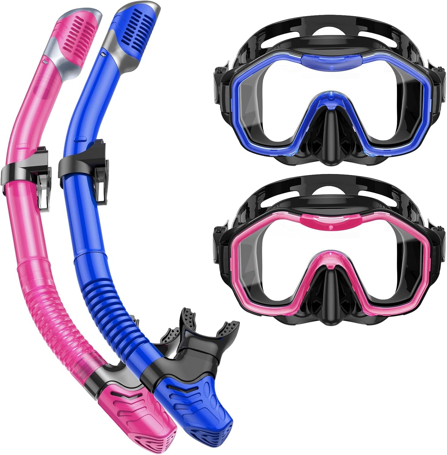 Snorkeling Gear for Adults and Kids - Dry-Top Snorkel Set