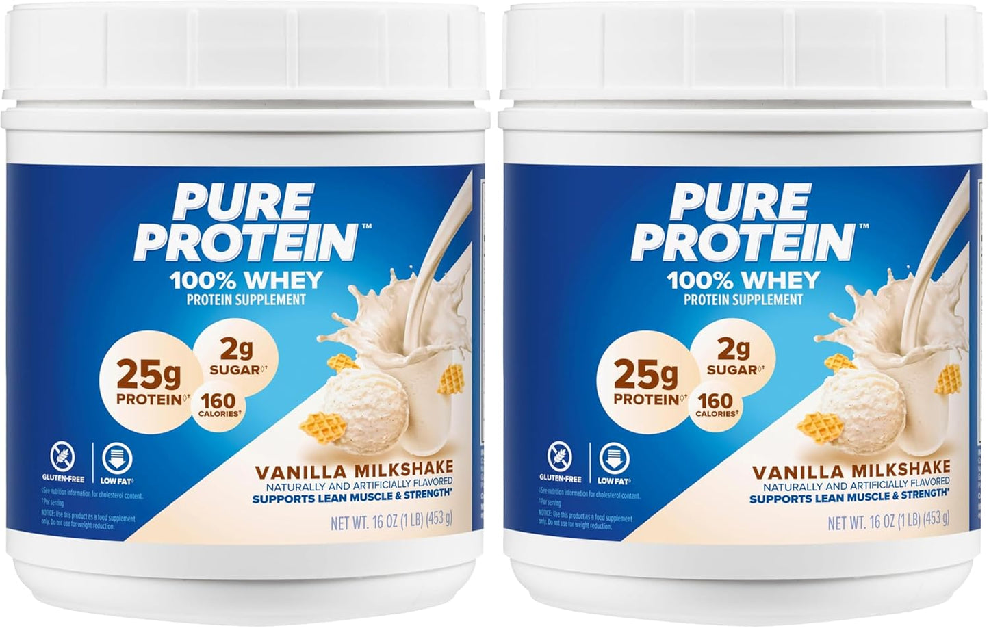 Pure Protein Whey Powder - High Protein, Low Sugar, Vanilla Cream