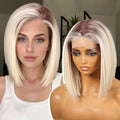 Ombre Blonde Synthetic Lace Front Wig 10in Short Straight Bob