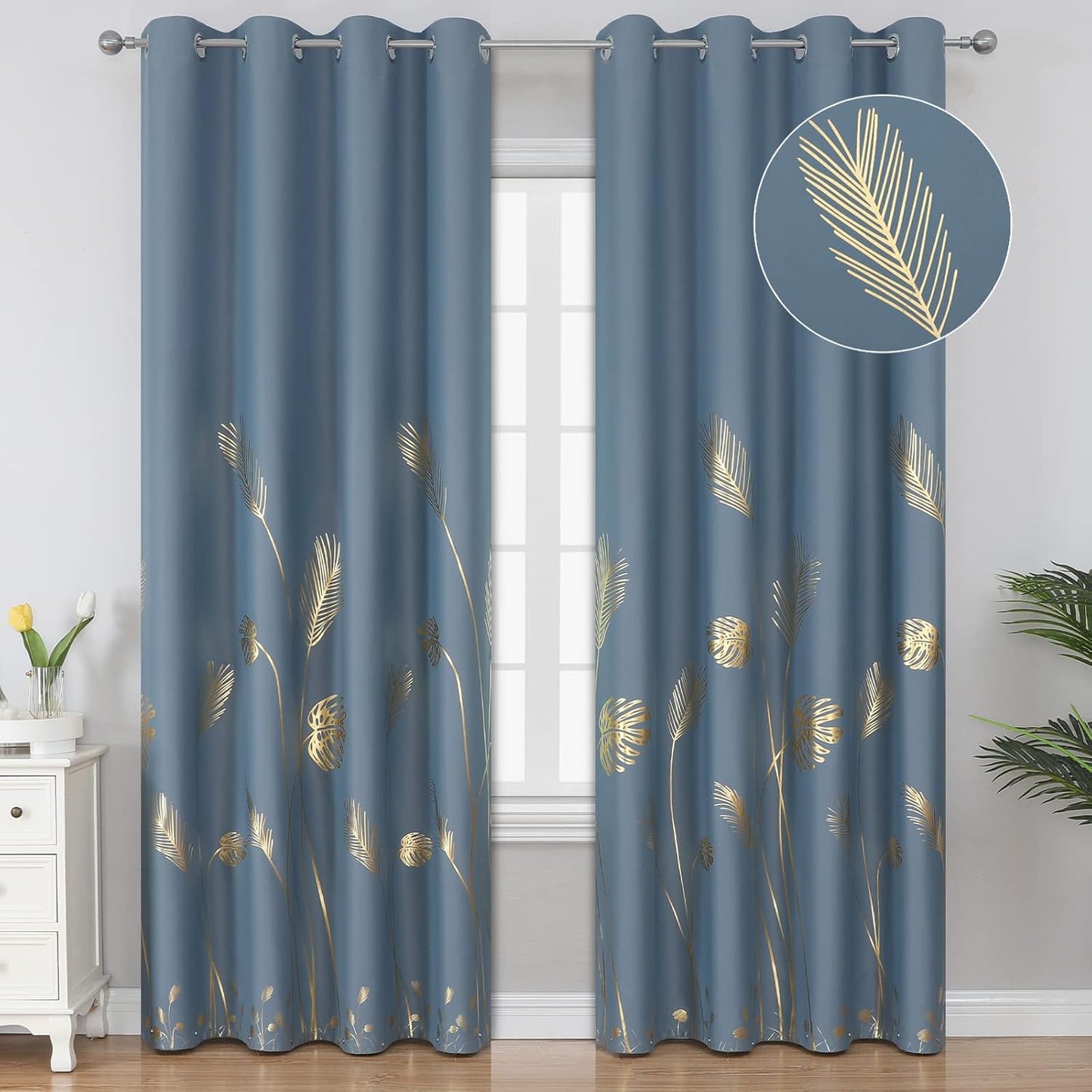 Estelar Textiler Stone Blue Blackout Curtains for Elegant Rooms