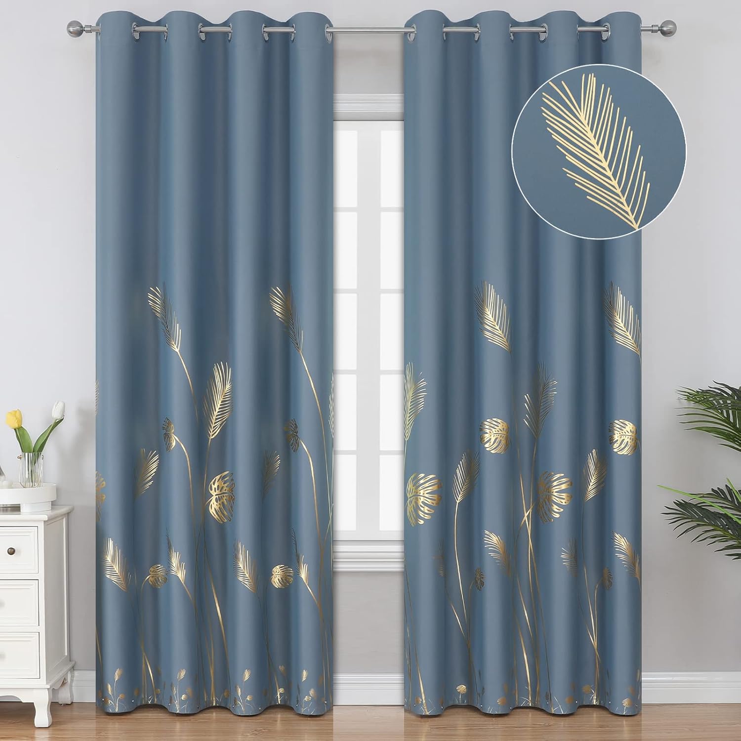Estelar Textiler Stone Blue Blackout Curtains for Elegant Rooms