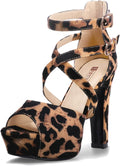 IDIFU Women's Crisscross Strappy Platform High Heels Sandals