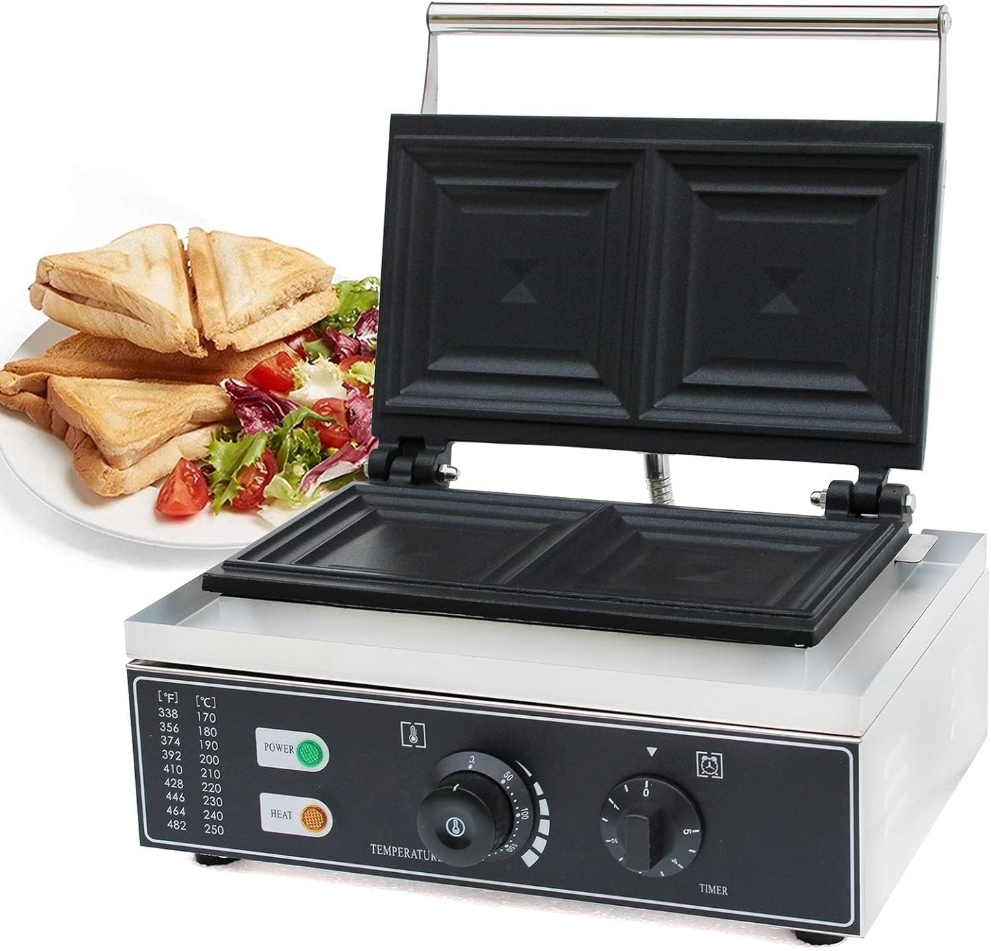 1500W 2-In-1 Sandwich Maker | Nonstick Plates | Adjustable Temp