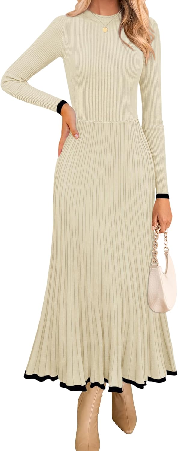 ZESICA Women's Long Sleeve Sweater Dress for Fall Weddings