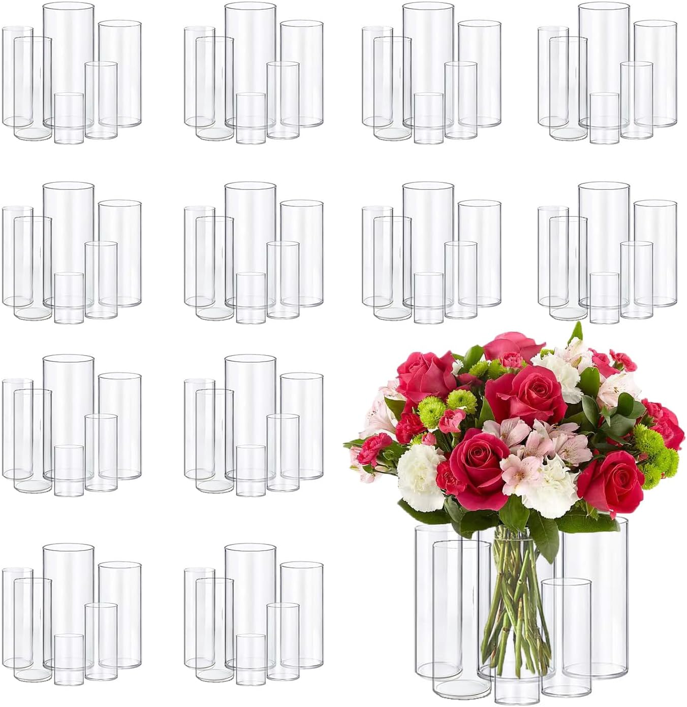 72pcs Glass Vase Cylinder Vases for Centerpieces and Decor
