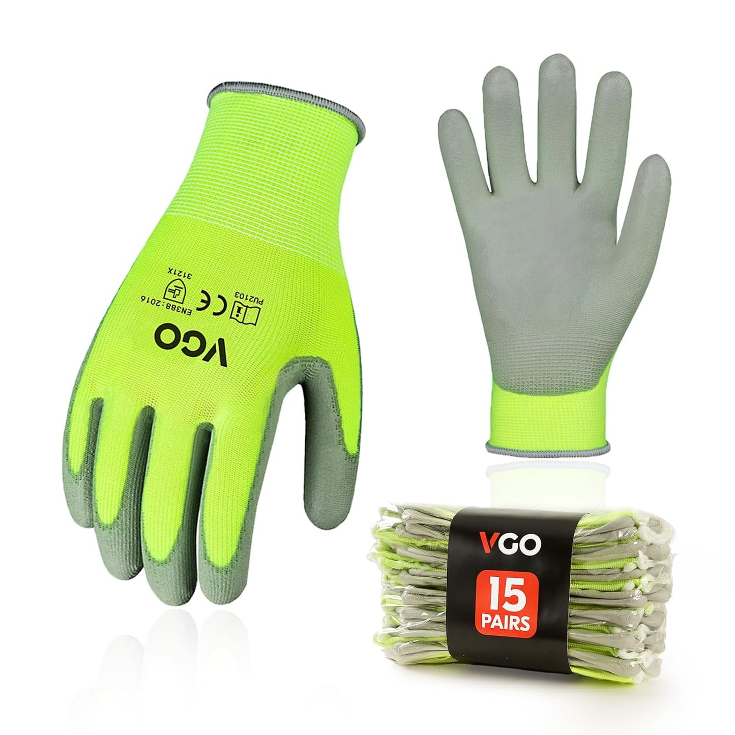 Vgo 15-Pairs Safety Work Gloves for Gardening and More