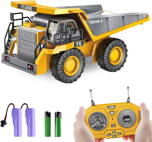 Dwi Dowellin RC Dump Truck w/ Lights/Sounds, Ideal for Boys 3+