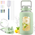 BLUEGO 84oz Glass Water Bottle with Handle - Large Hydration Jug