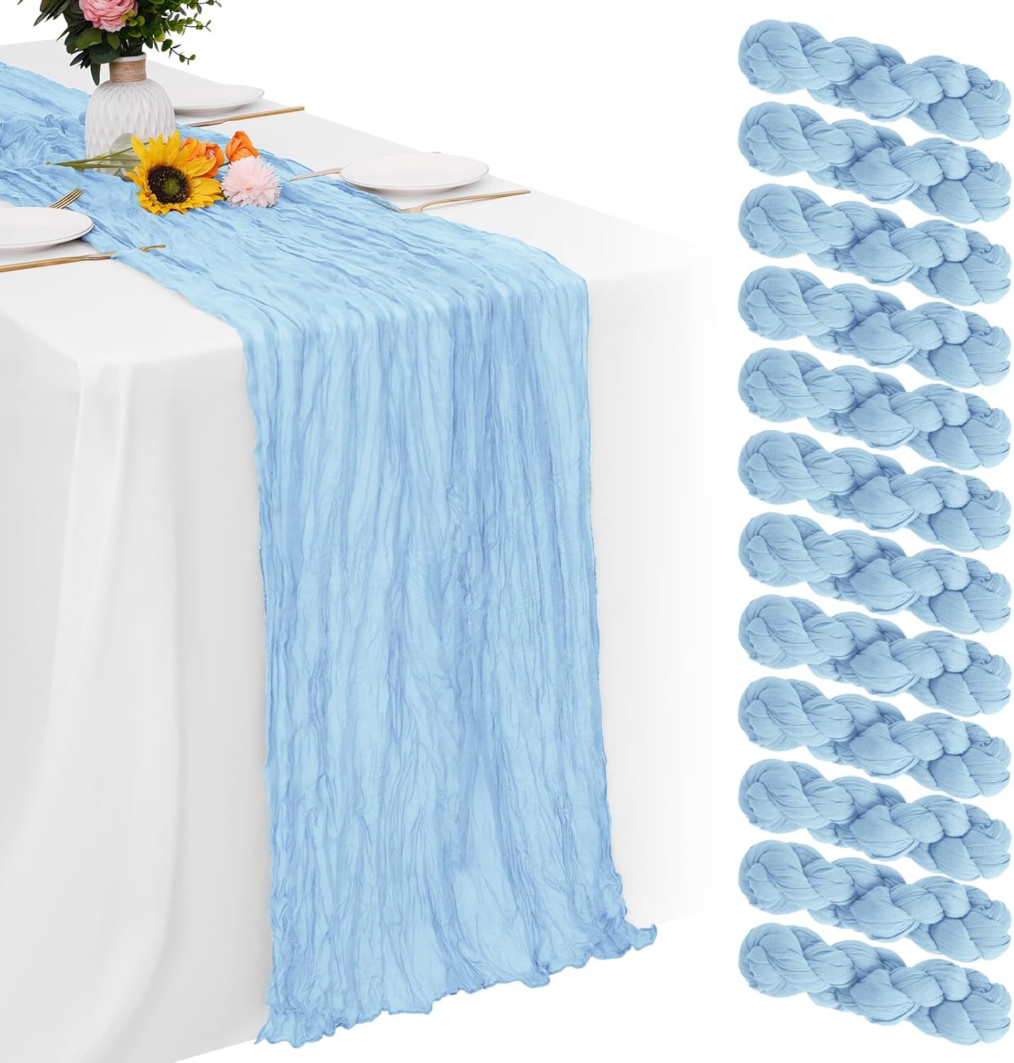 Aktor Light Blue Table Runner for Elegant Party Decor