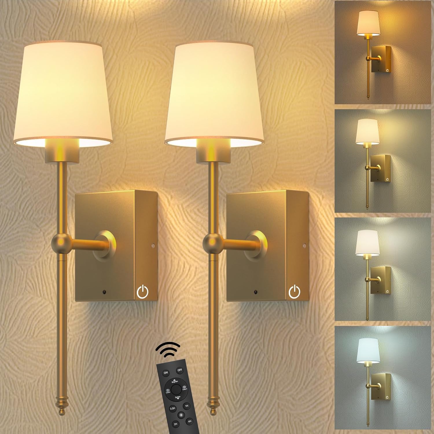 Battery Operated Wall Sconces Set of 2 for Elegant Lighting