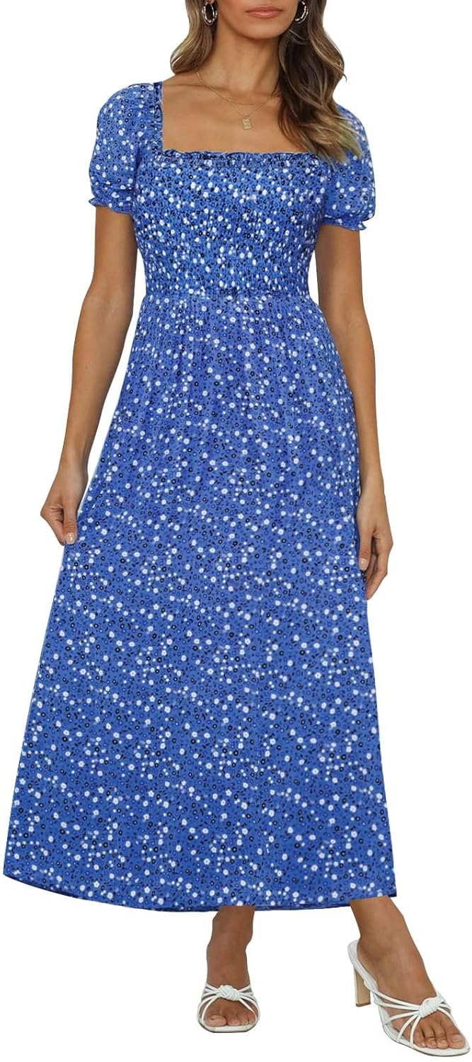 ZESICA Women's Boho Floral Print Maxi Dress for Summer