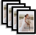11x15 Picture Frame Set of 4 - Real Glass Black Wood Frames