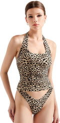 SUUKSESS Women Halter Tank Tops Double Lined Backless Y2K Trendy Soft